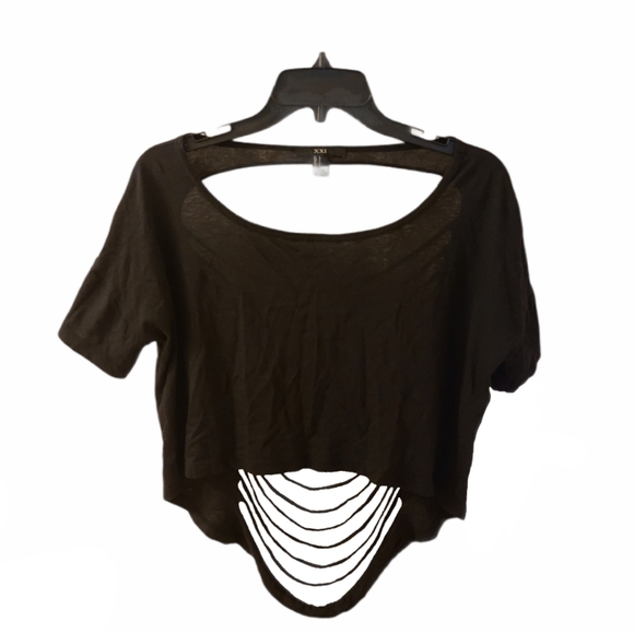 Forever 21 Tops - Forever 21 Slashed-Out-Back Loose-Fit Crop Top